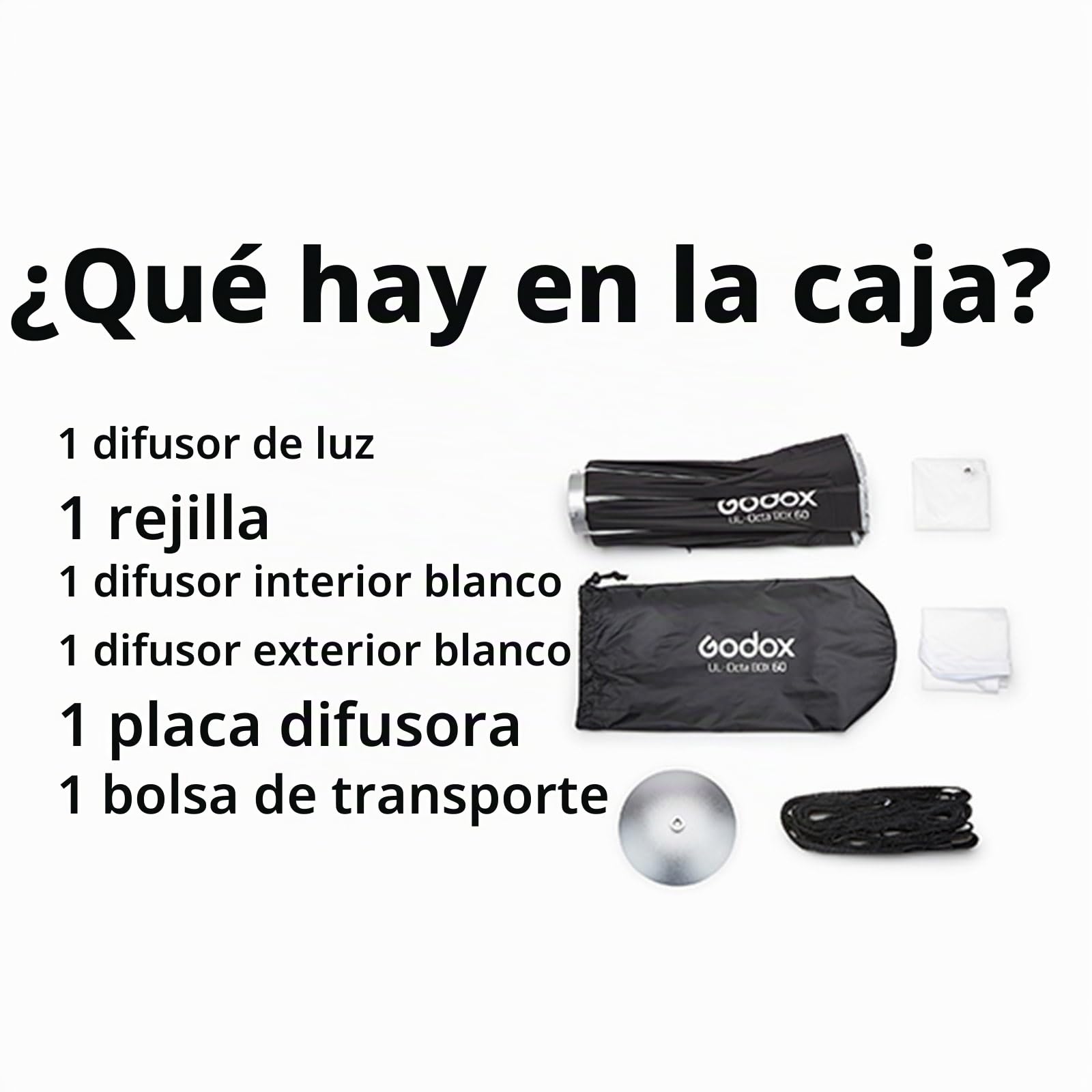 Godox UL-Octa Box 60cm / 24 Pulgadas de liberación rápida Softbox Octogonal | Ventana Octogonal Plegable con difusores, instalación rápida, Compatible con Montura