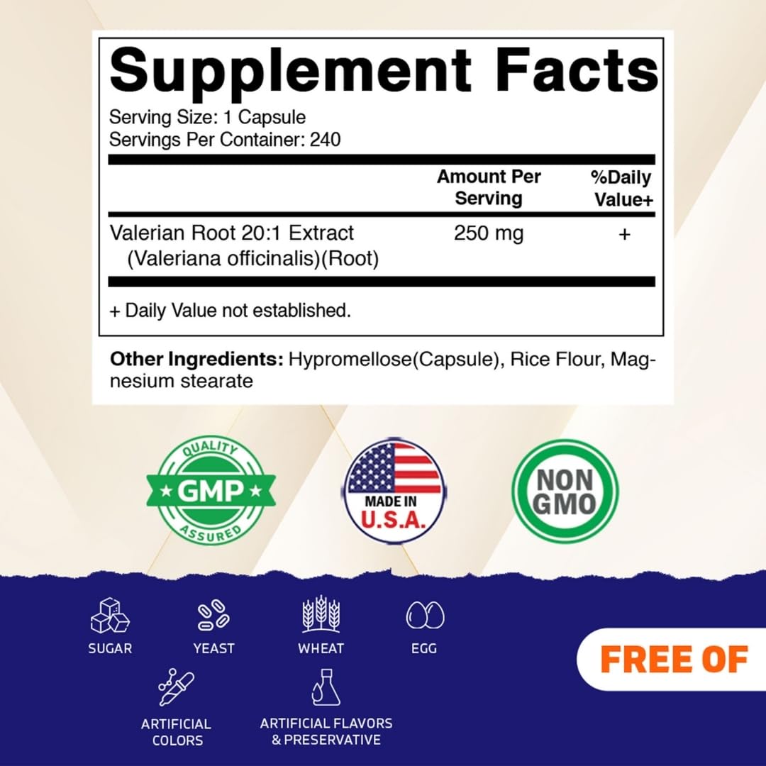 Vitamatic Valerian Root 20:1 Extract 250 mg, 240 Capsules, 2 Pack — Amazon image 2