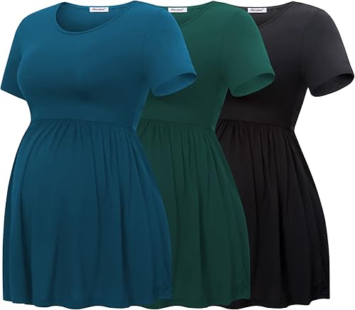 Bearsland - Camisetas de maternidad de manga corta con cuello redondo para lactancia, ropa para el embarazo