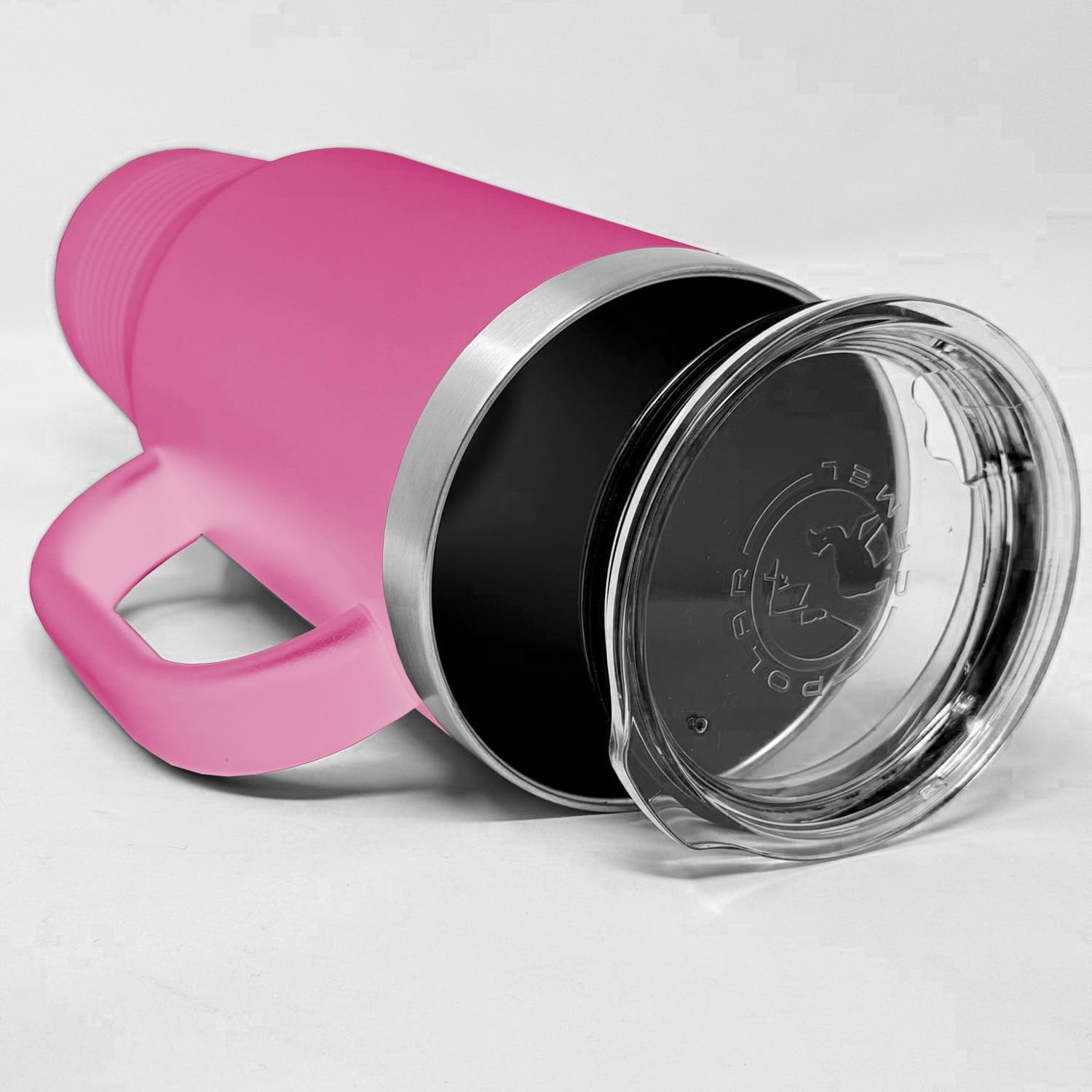 LaserGram 40oz Vacuum Insulated Travel Mug with Handle, Low Wing Airplane, Personalized Engraving Included (Pink)