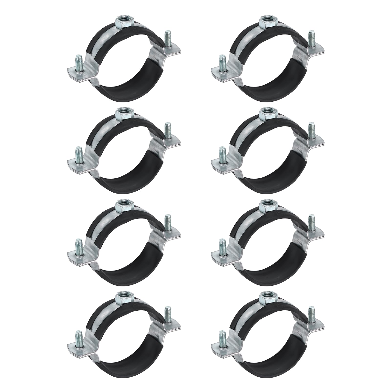 sourcing map 8 Pcs Split Ring Pipe Hanger 2" (50mm) Galvanized Steel Sheet Wall Ceiling Mount Adjustable Pipe Bracket Clamp for Plumbing HVAC (M8)