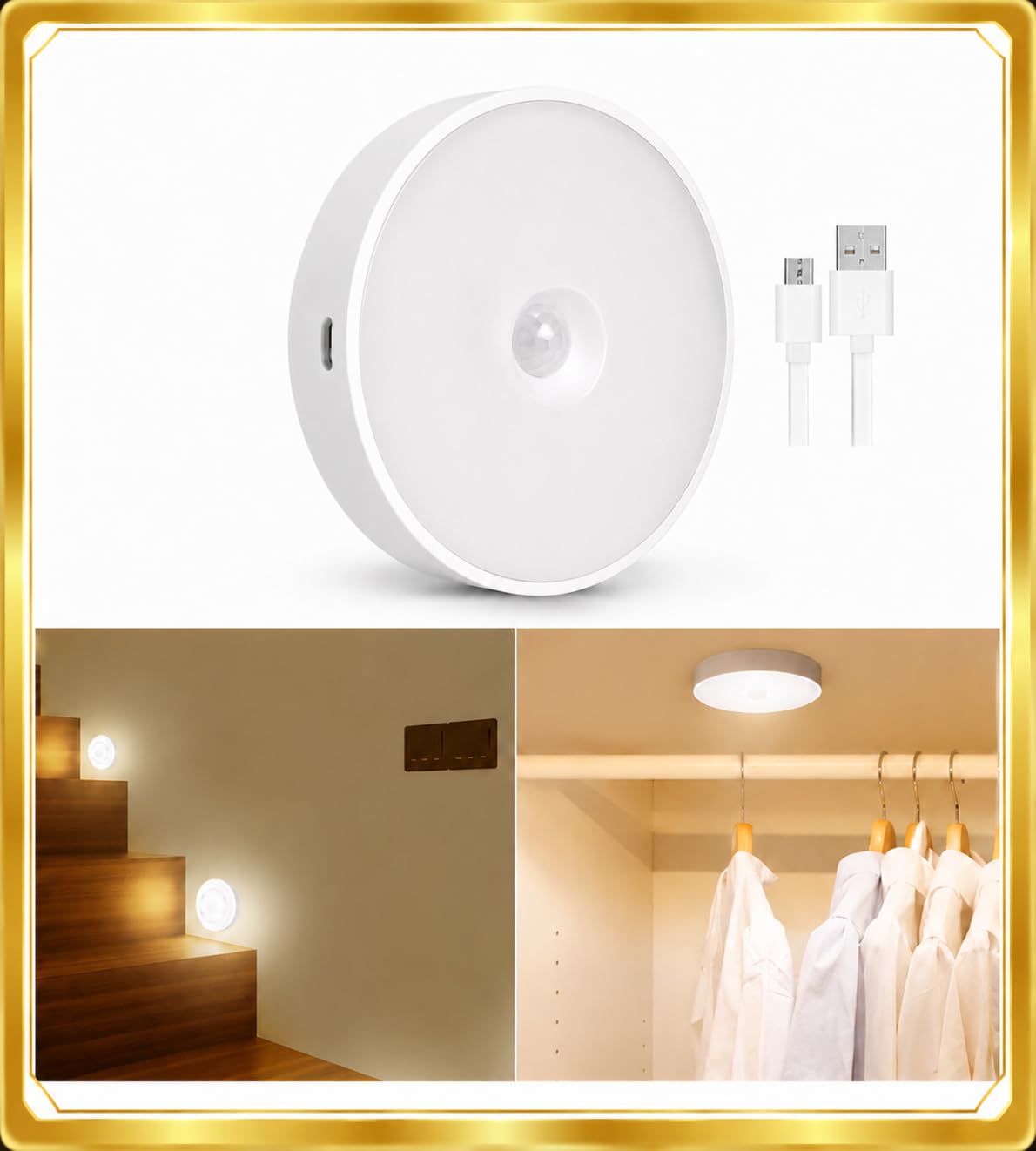 Rechargeable Motion Sensor LED Night Light | Wireless Battery Operated Smart Wall Lamp for Wardrobe, Bedroom, Bathroom & Kitchen-image-32