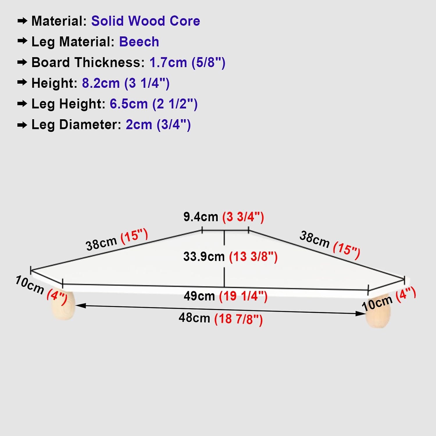 Ergonomic Wooden Corner Monitor Stand - Triangle Computer Organizer & Riser, White Storage Rack for Office, Classroom & Meeting Room - Space-Saving Desk Shelf