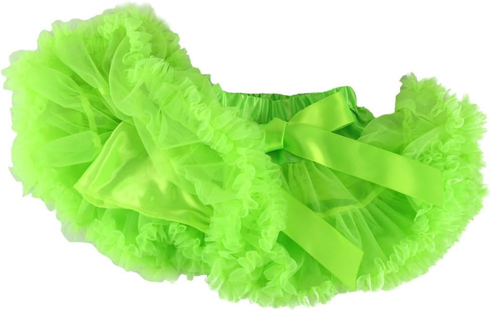 Wennikids Girl's Tutu Chiffon Petticoat Pettiskirt Set with Flower Hair Band X-Large Lime
