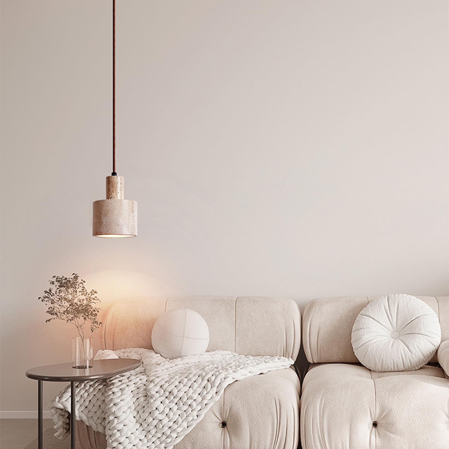Nowa Lampa Wisząca W Stylu Chińskim Z Trawertynu, Podstawa E27