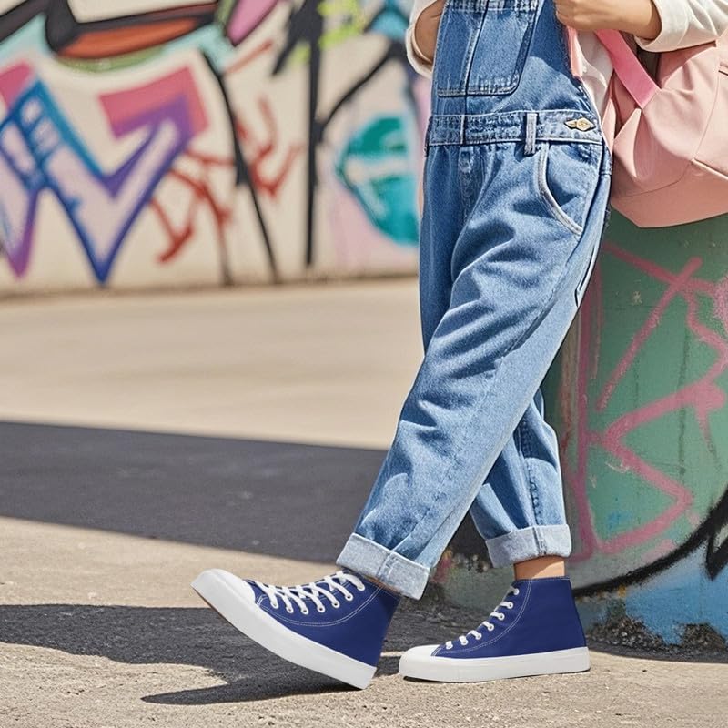 Children's Shoes Boys Girls Running Shoes Kids Canvas High-Top Trainers Lightweight Fashion Running Sports Shoes Sapphire Blue 2-31 EU