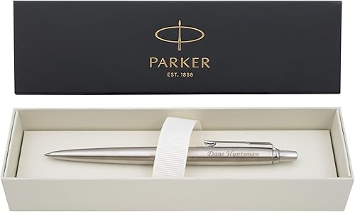 Dayspring Pens Parker Jotter - Bolígrafo de gel de acero inoxidable con borde cromado, grabado personalizado, bolígrafo de regalo ideal Acabado