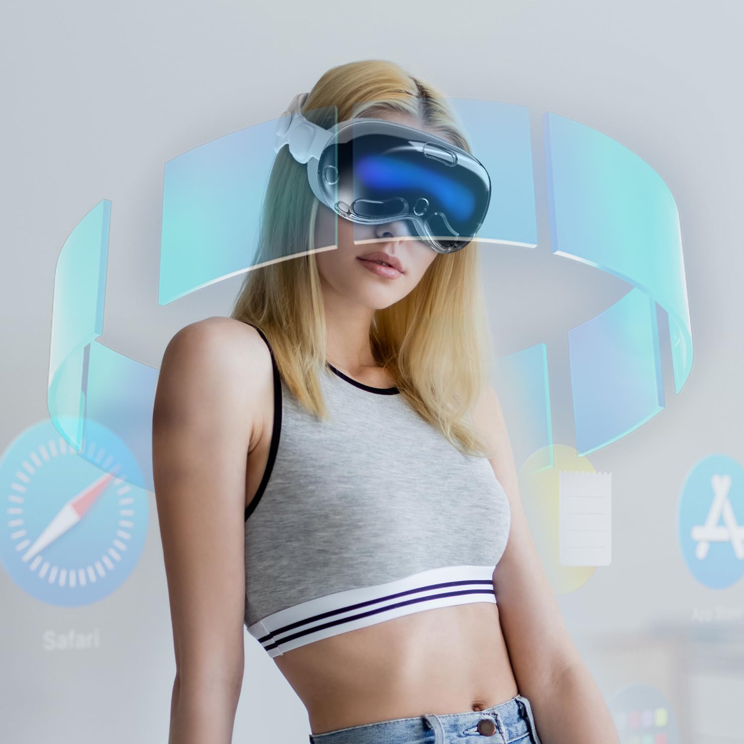 CloudValley Funda para Apple Vision Pro, Accesorios con Cubierta Lente a Prueba de Polvo, [Orificios Precisos de Puerto] Cubierta Clara Anti-Arañazos de TPU para Auriculares VR 2024
