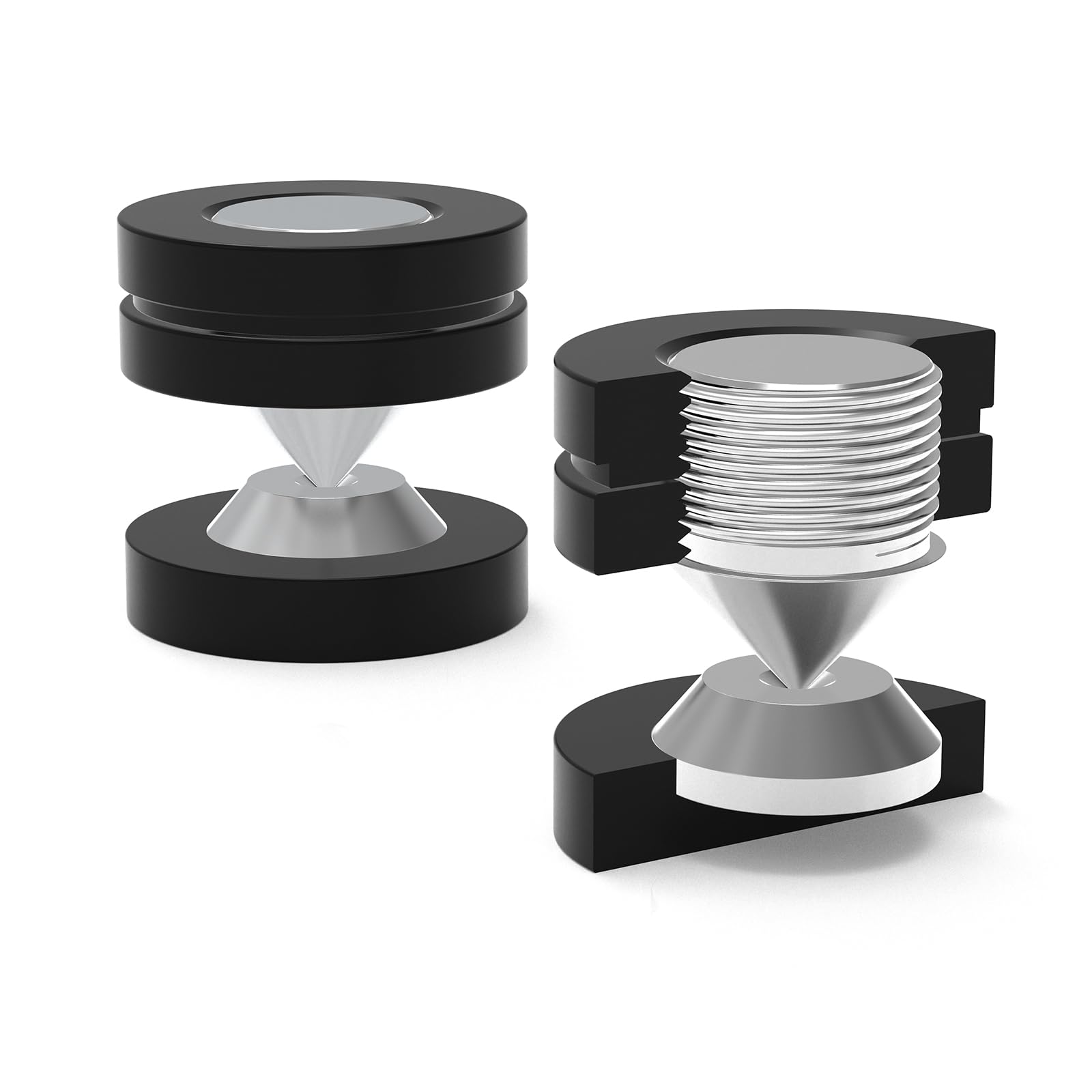 Monosaudio 4 Stück HiFi Lautsprecher Spikes 39×39mm Gerätefüße POM Einstellbare Höhe Lautsprecherständerfüße Stoßdämpfer Pads Isolationsfüße Untersetzer für Verstärker Subwoofer DAC und Plattenspieler