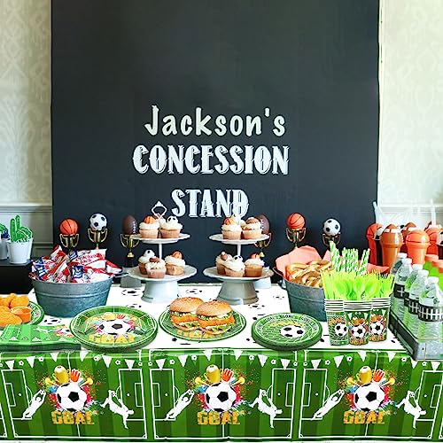 Kefan Soccer Party Supplies, Soccer Birthday Party Decorations, Sports Theme Party Pack, Football Tableware Set For Boy, Including Plates, Cups, Napkins, Tablecloth, Balloons (A) #TOP6