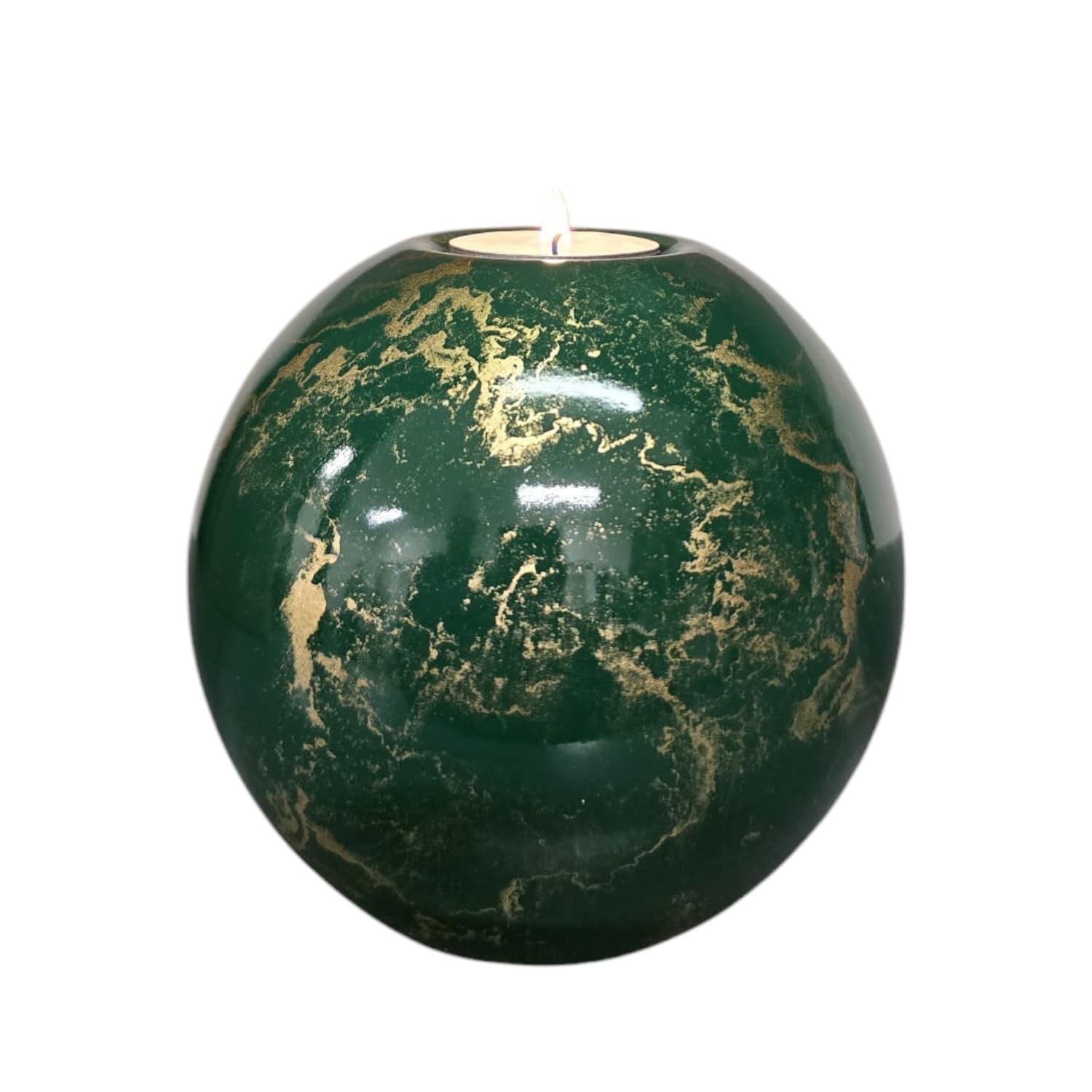 Urn with Candle Holder | Elegant Glass Urn for Loved Ones | Terroso Urn Dog and Cat | 500ml Keepsake - Green/Gold
