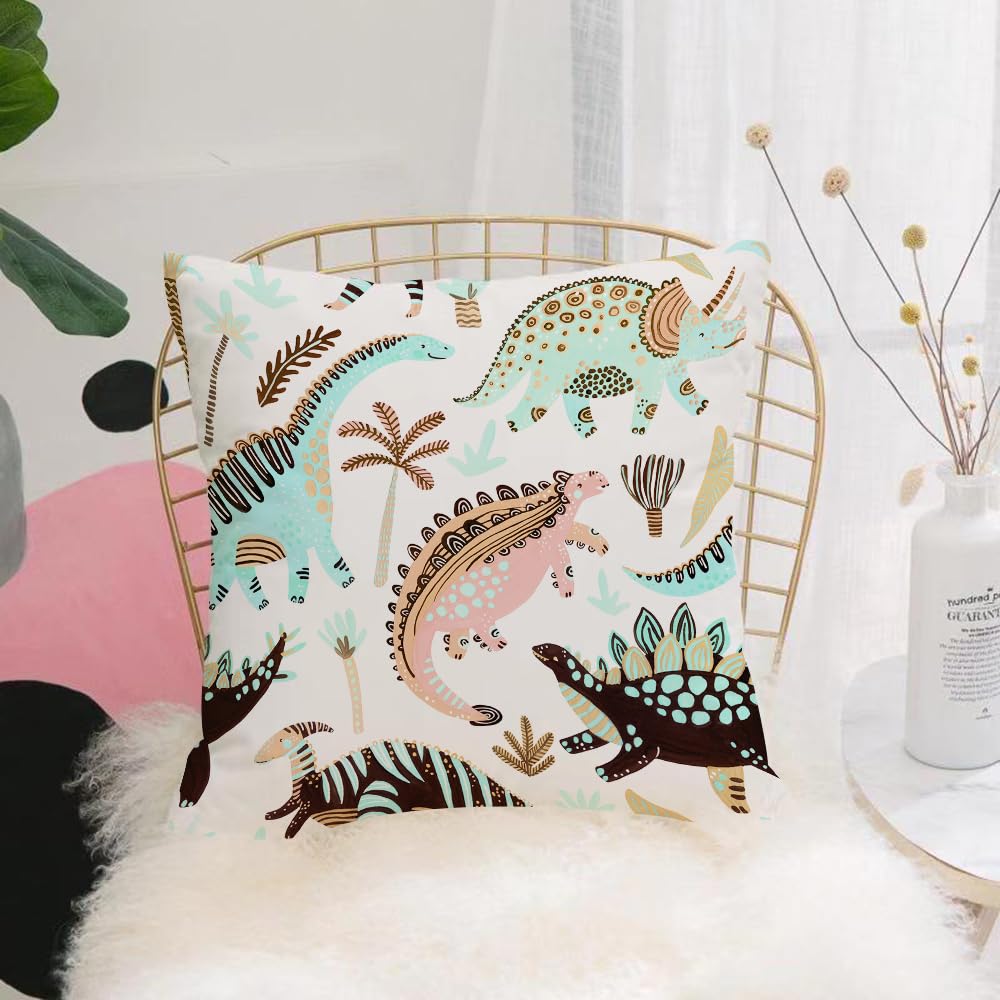 HYOSXW Cushion Cover,Throw Pillow Case Home Decorative for Living Room Bedroom Sofa Chair 16X16 Inch,Cute cartoon dinosaurs seamless pattern in scandinavian style. Hand painted wat,Pillowcase 40X40cm