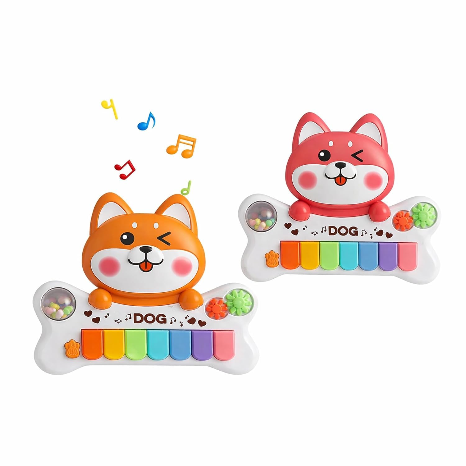 HERBASTRY Dog Musical Piano Toy for Kids Educational Animal Keyboard Toy for Toddlers 18 Month+ Light Up Baby Piano with Colorful Keys, Sound & Music Modes 2
