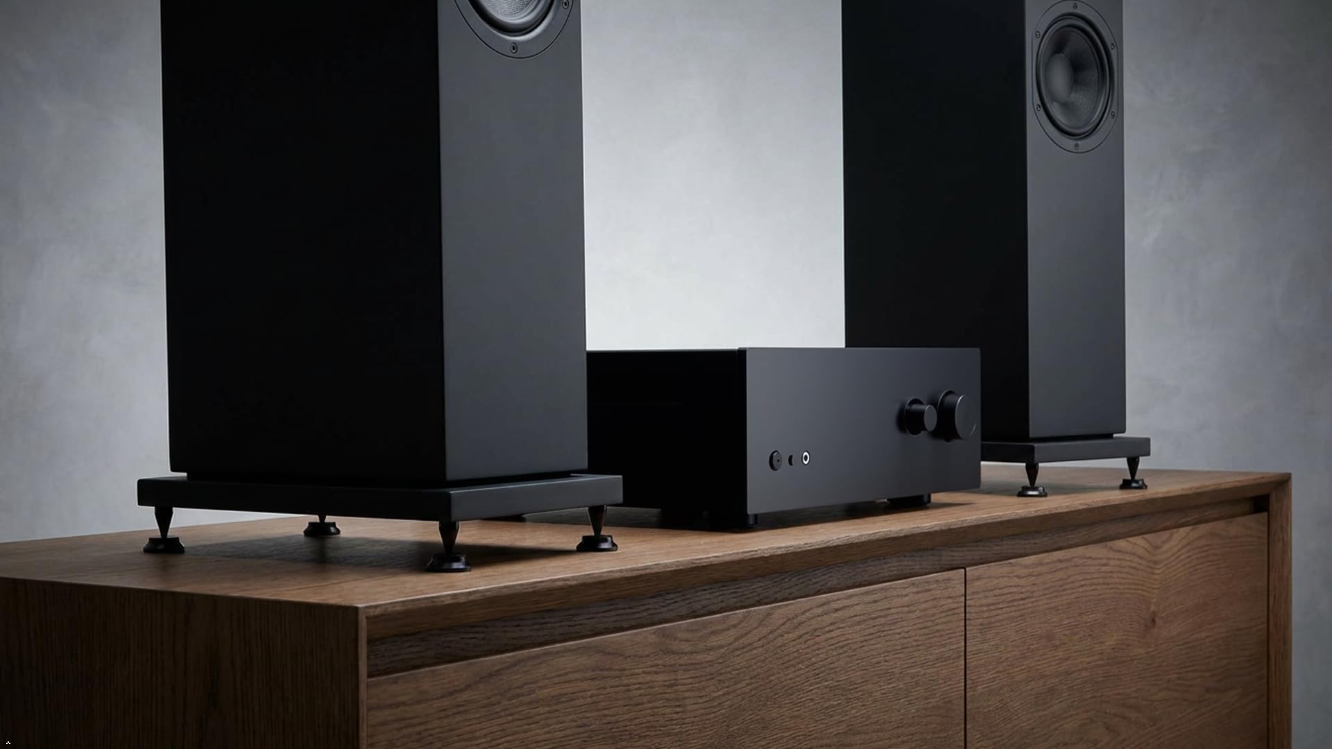 Set di punte e cuscinetti per altoparlanti M6, alluminio nero, Ø10 mm cono con radius pad Ø20 mm, ammortizzatori vibrazioni HiFi