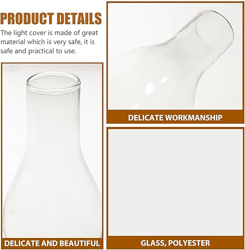 Miniatura 9 de Artibetter Lámpara de aceite de vidrio para chimenea, pantalla de vidrio transparente, linterna de queroseno, lámpara de aceite, repuesto de globo