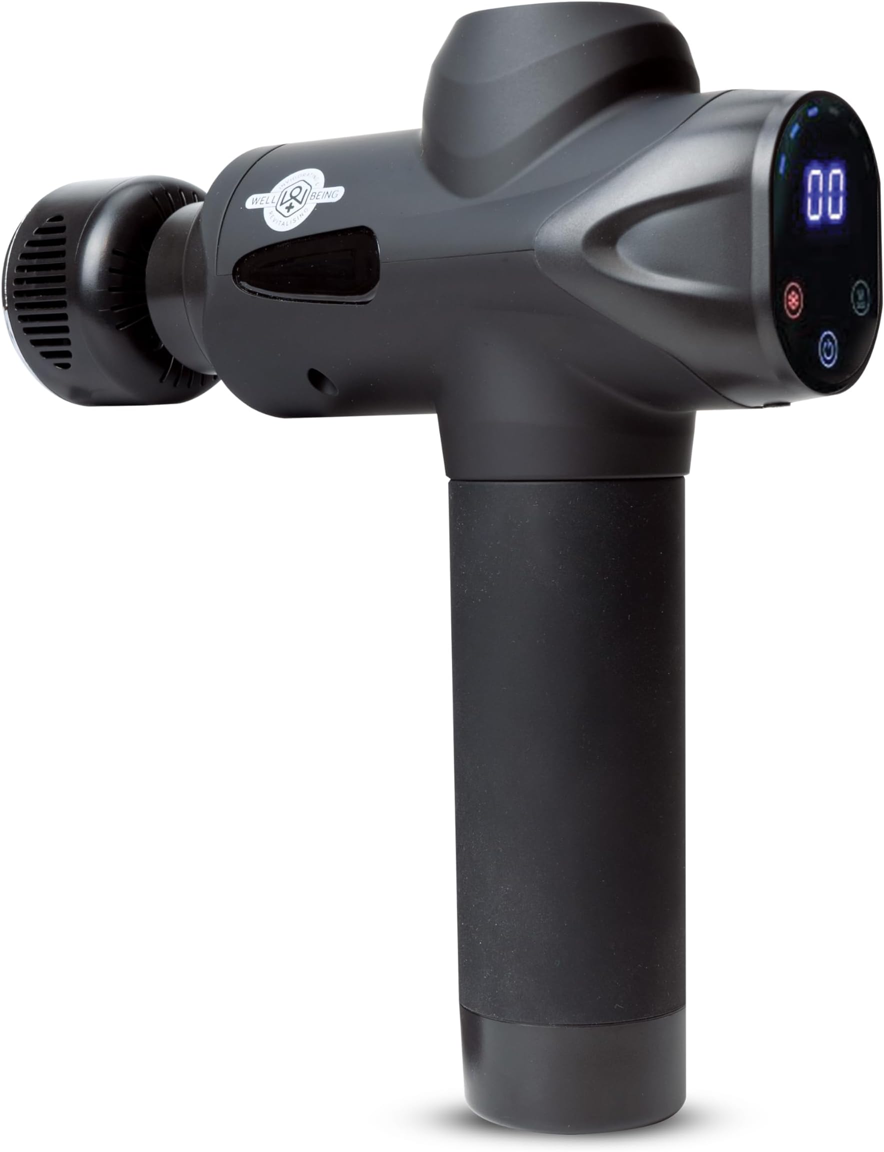 Well Being Rechargeable Hot & Cold Massage Gun with 7 Massage Heads & Carry Case