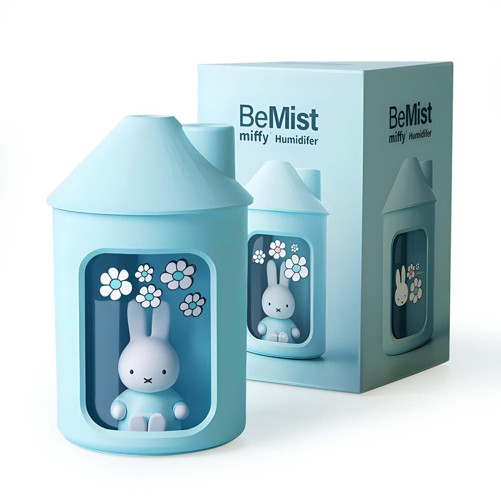 Mipow x miffy BTA700M Humidificateur à brume froide pour chambre à coucher, humidificateur silencieux à ultrasons avec veilleuse, 450 ml double pulvérisation pour chambre d'enfant, bureau, plantes