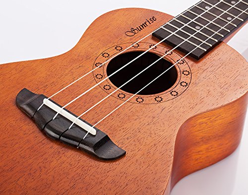 WINZZ Concert Mahogany Hawaii Ukulele with Bag, Finger Sticker, Chord Card, Tuner, Strap, Picks, Extra Strings, Polish Cloth, 23 Inches