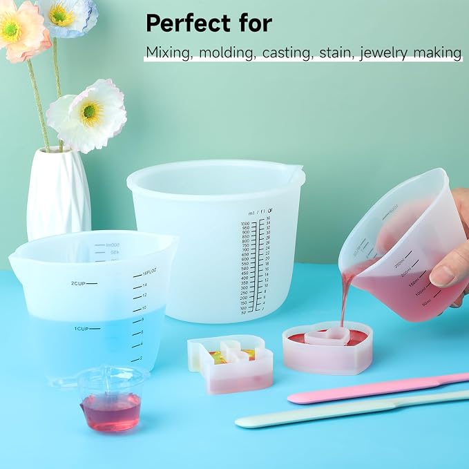 Juego de vasos de silicona para mezclar 1000ml+500ml+250ml miniatura 2