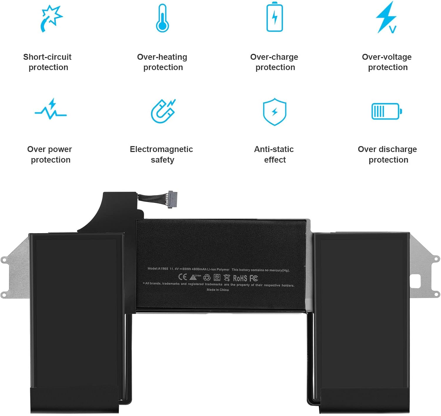 A1965 Laptop Battery for MacBook Air 13" Retina A1932 (2018 2019, Early 2020) A2179 EMC 3184 3302 MacBook Air8,1 8,2 9,1 MRE82 MRE92 MVFH2 MWTJ2 MVH22 MVFM2 MVFK2 MREE2 MREC2 MREA2 MREF2 MUQT2 MUQU2