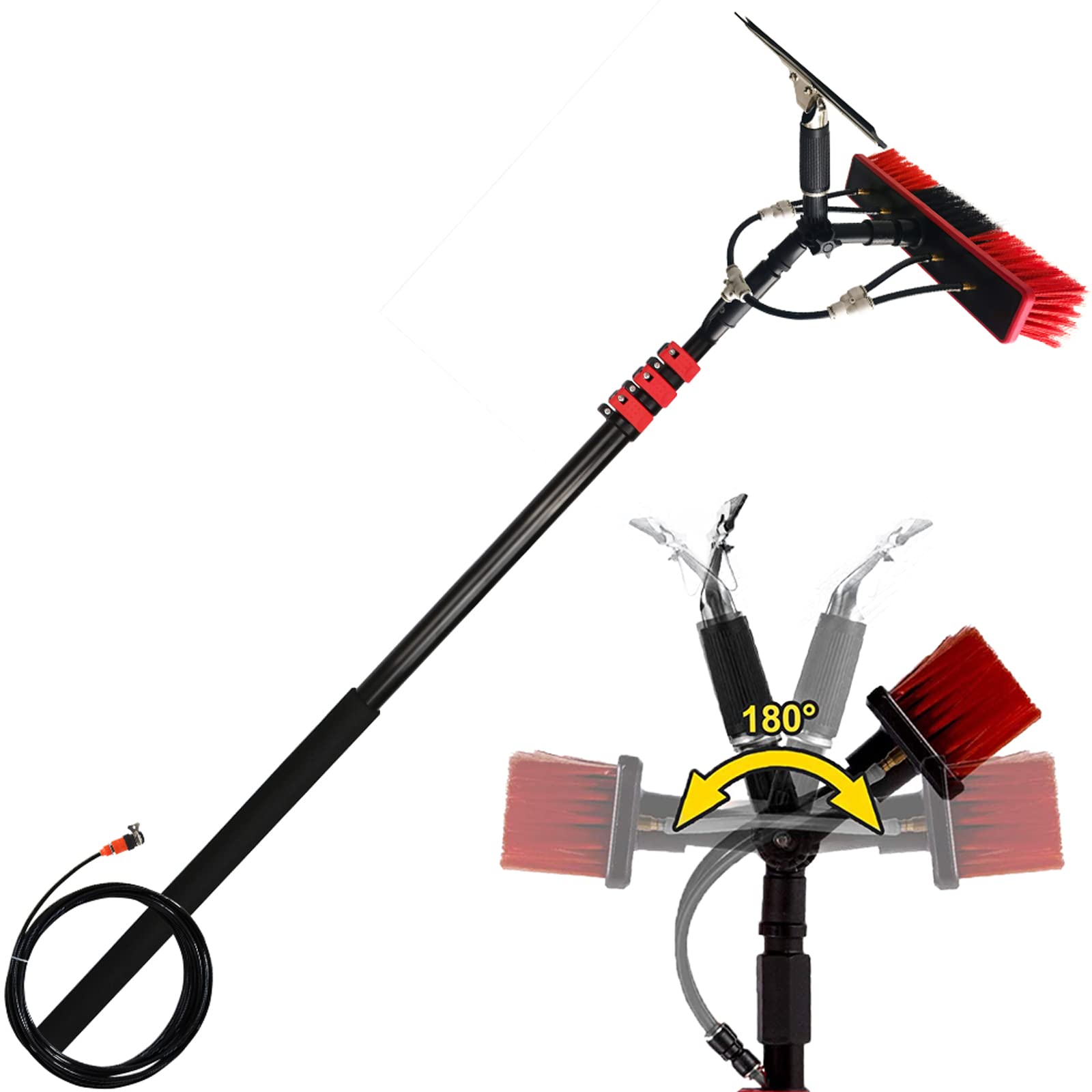 Aioneer Window Cleaning Brush, Window Cleaning Pole Window Cleaner Kit Water Hose Fed Pole Cleaning Photovoltaic And Solar Panels-36Ft-35cm Brush -9M/30FT