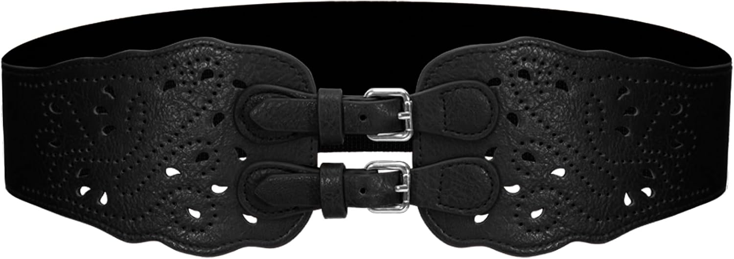 Dressystar Women's Elastic Wide Waist Belt for Dresses Vintage Stretch Chunky Corset Belts with Buckle