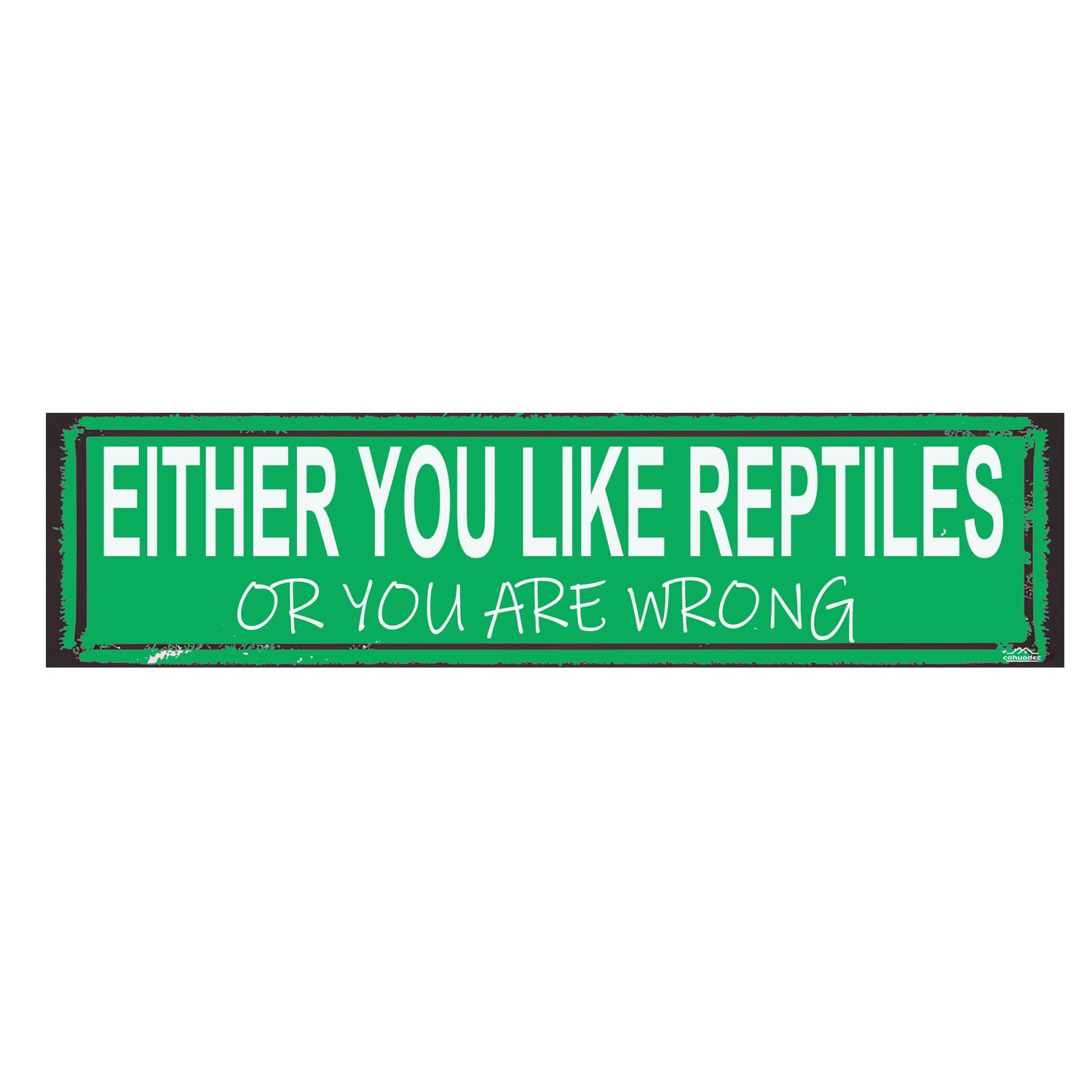 "Either You Like Reptiles or You're Wrong" Funny Reptile Lover Sign - Rustic Metal Wall Decor,4x16 Inch