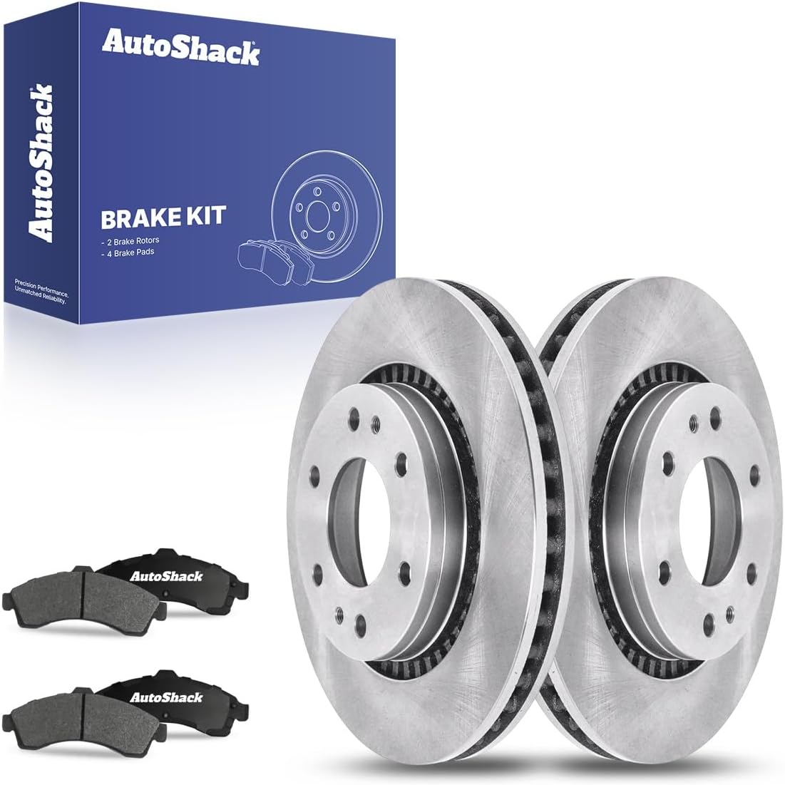 AutoShack Front Vented Brake Rotors + Ceramic Pads 6-PC Brake Kit Replacement for 2002-2005 GMC Envoy XL 2003-2006 Chevrolet SSR 2003-2005 Isuzu Ascender 2004-2005 Buick Rainier 12.8" (325 mm)