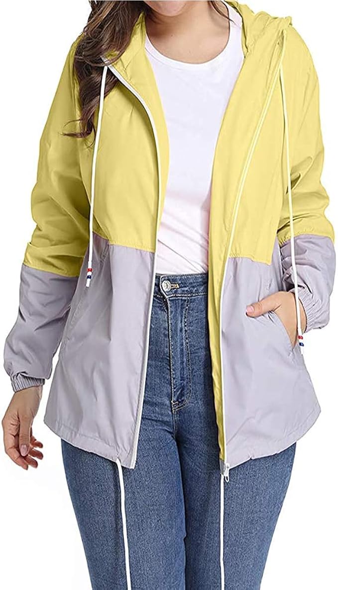 Amazon Wdfword レディース メンズ ウィンドブレーカー 男女兼用 登山服 アウタードア運動 ゆったり フード付き テニス スポーツ 配色 カラフル パーカー スポーティー 軽量 防風 撥水 通気速乾 アウトドア アウトドアジャケット 通販