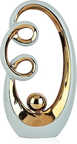 DOVDOV Estatuas abstractas únicas, decoración del hogar azul y dorado, decoraciones modernas para mesa de café, mesa de comedor, sala de estar,