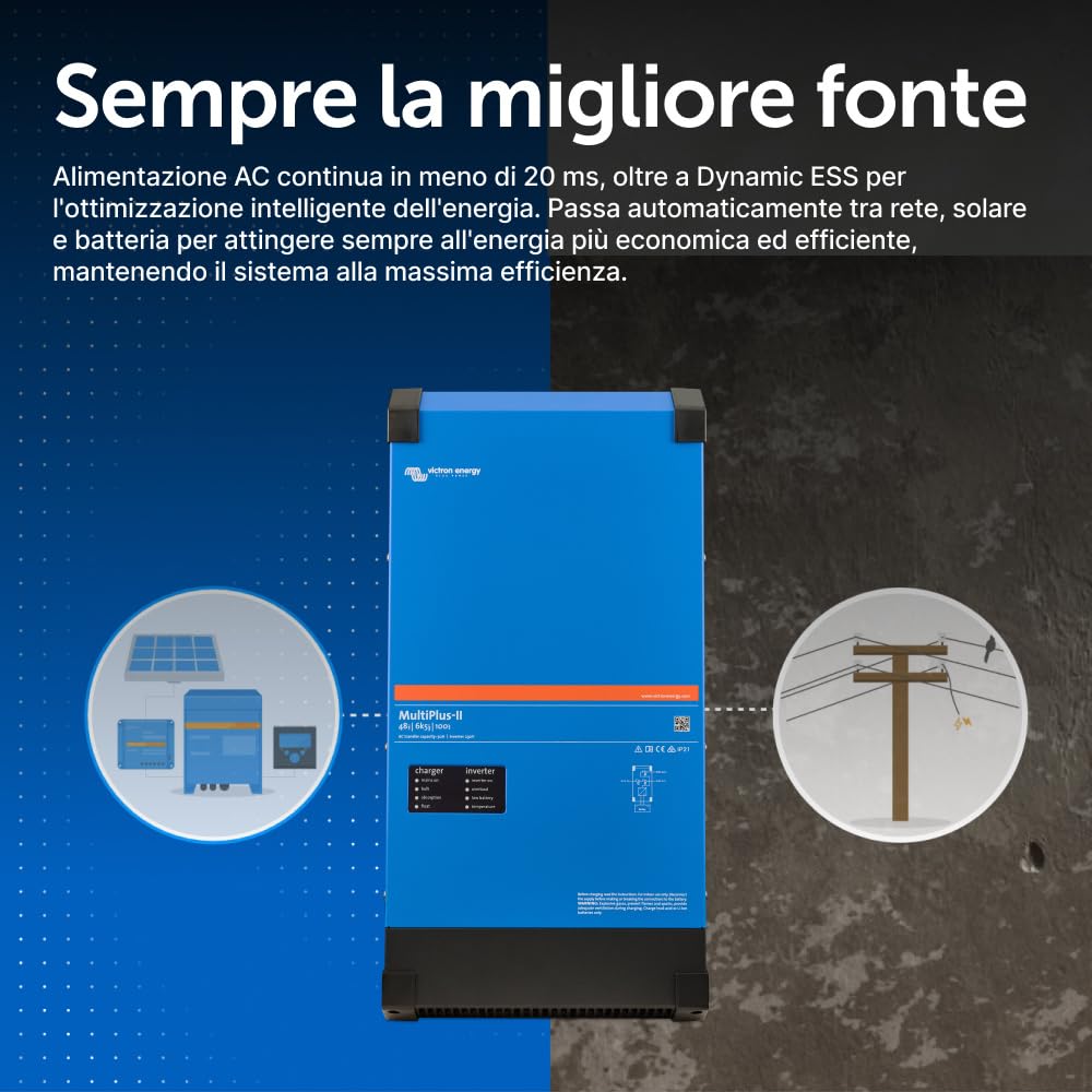 Victron Energy MultiPlus-II 48/6k5/100-50 230V Inverter a Onda Sinusoidale Pura e Caricatore Batteria da 100 Amp