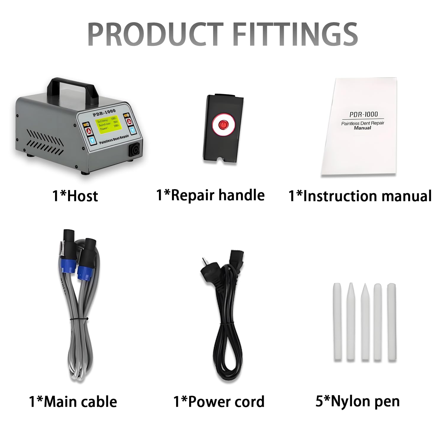 1000W PDR Paintless Dent Removal Tools, zestaw do usuwania wgnieceń lakierniczych, cyfrowy wyświetlacz mocy i czasu, do karoserii samochodowej, motocykla, lodówki