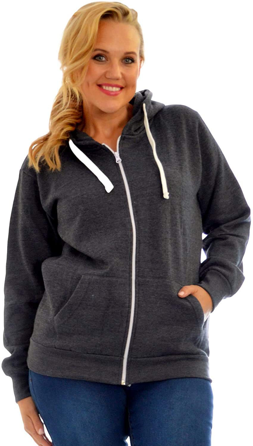 Womens Plus Size Hoodies Ladies Plain Sweat Top Drawstrings Hooded Soft (Charcoal, 22-24)