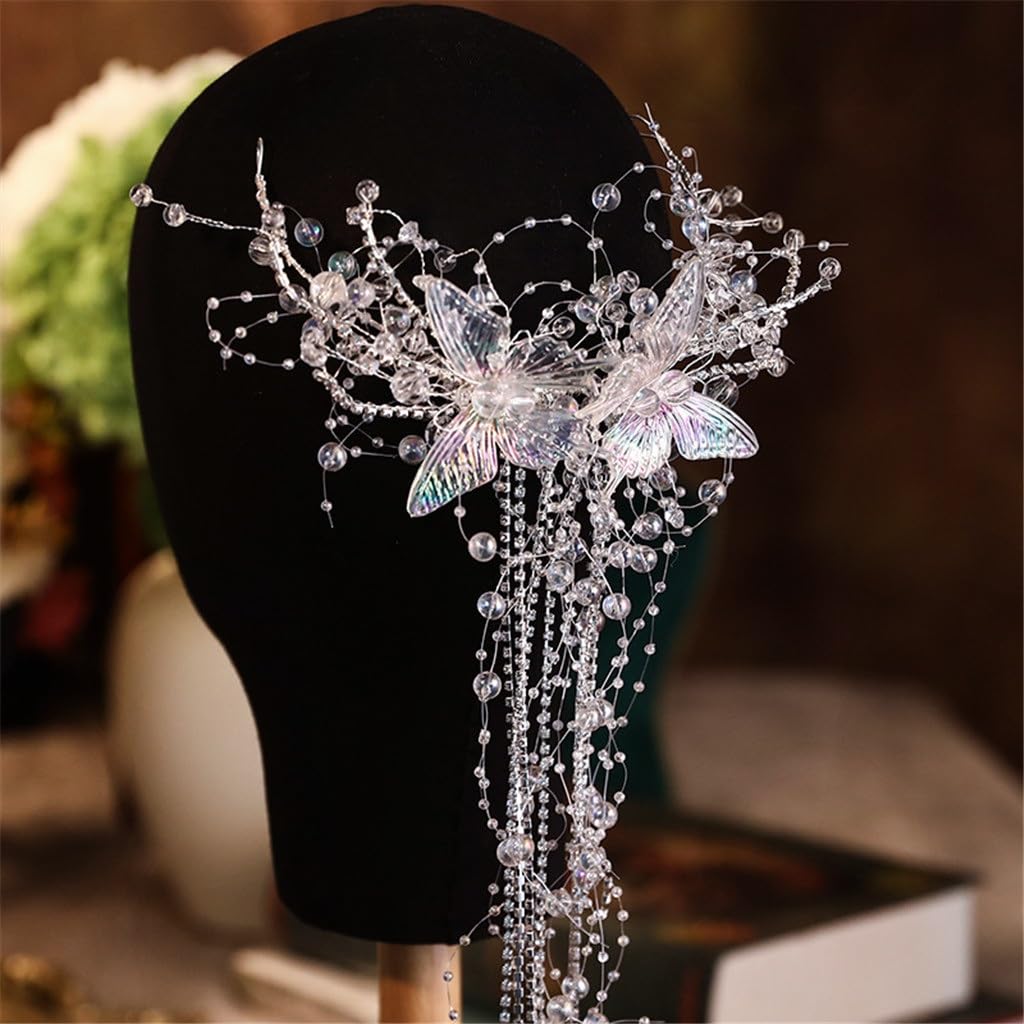 Bridal Headwear Handcrafted Fringe Hairpin Mori Tied With Crystal Edge-clip Wedding Dress Updo Accessories