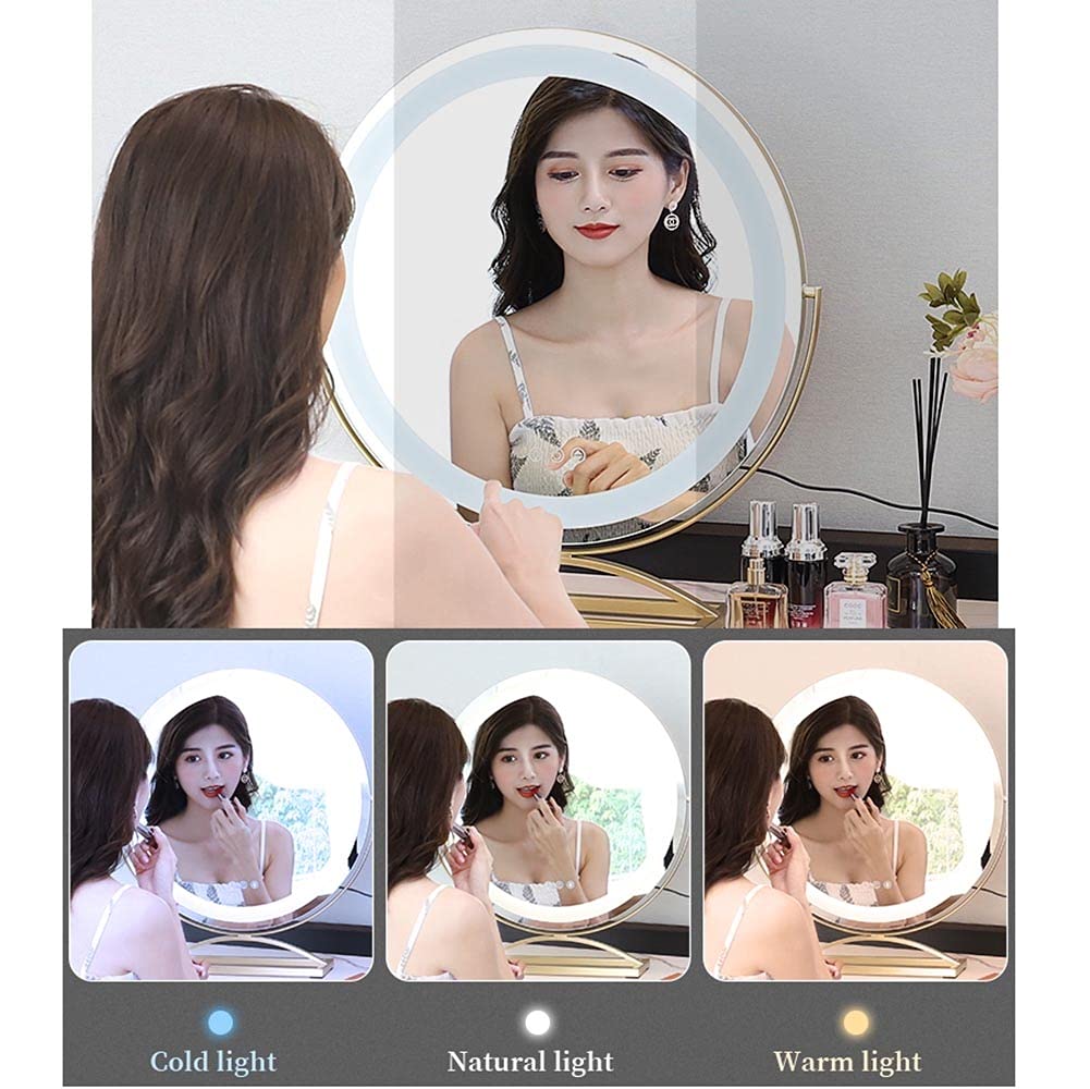 Amazon.co.jp: 円形LED 化粧鏡 女優ミラー 大型卓上ミラー 高級