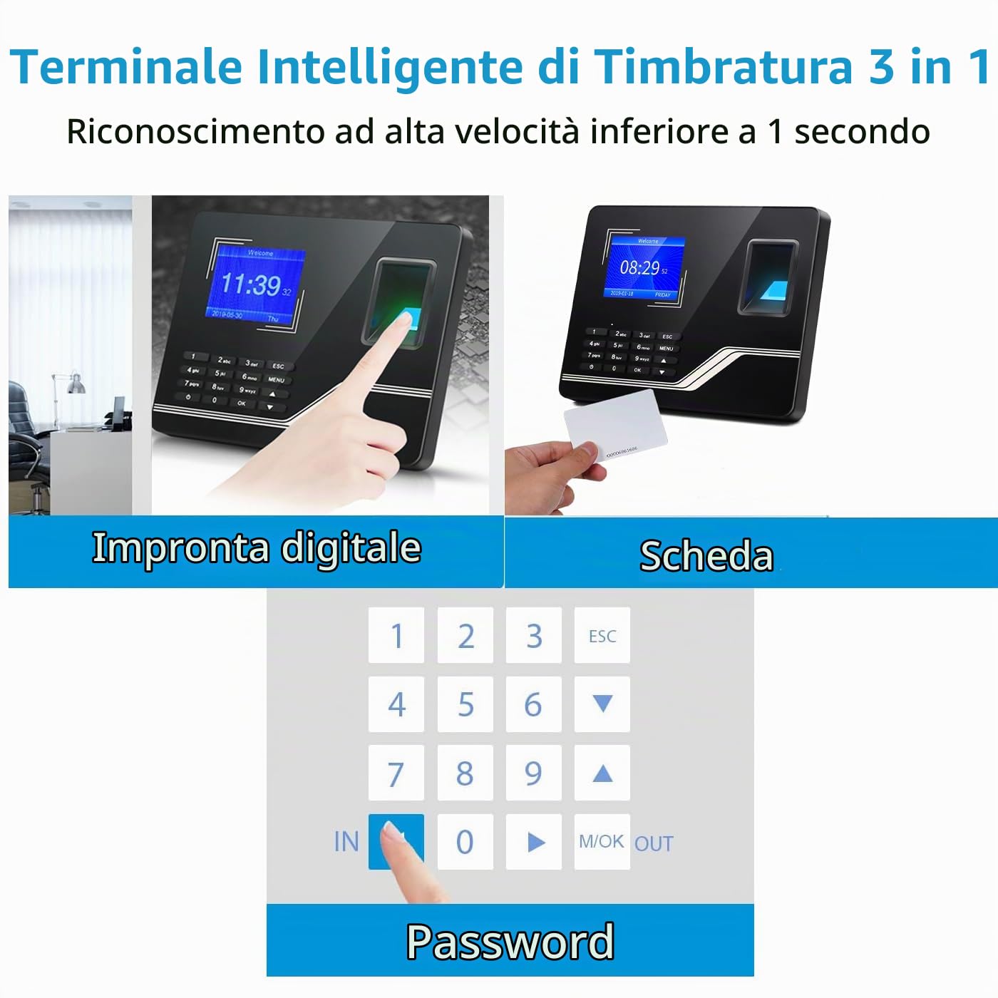 Aktivstar Machina Assistenza Dipendenti di registrazione con Lettore Impronte Digitali