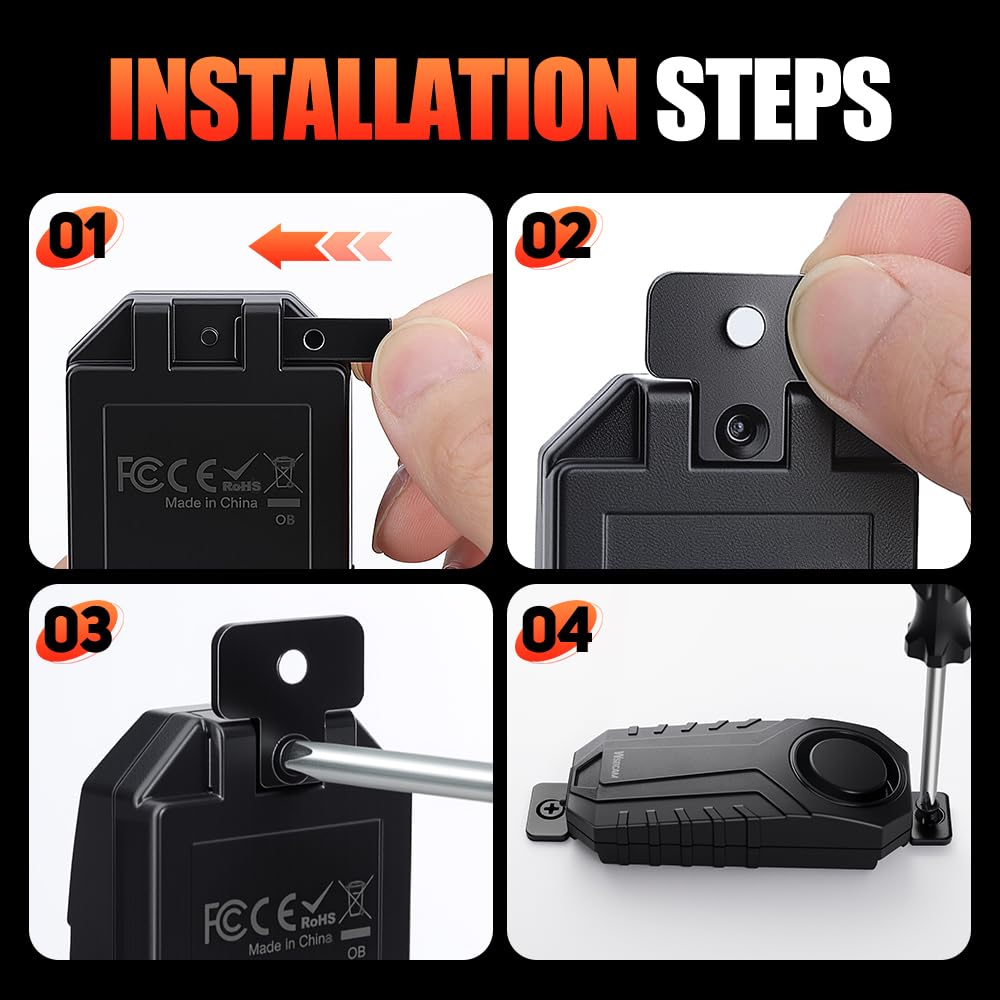 WSDCAM Allarme per bicicletta con montaggio a vite a distanza, ricaricabile 113 dB, allarme per bicicletta, impermeabile IP65, antifurto per bici elettriche, moto, scooter, equitazione all'aperto e