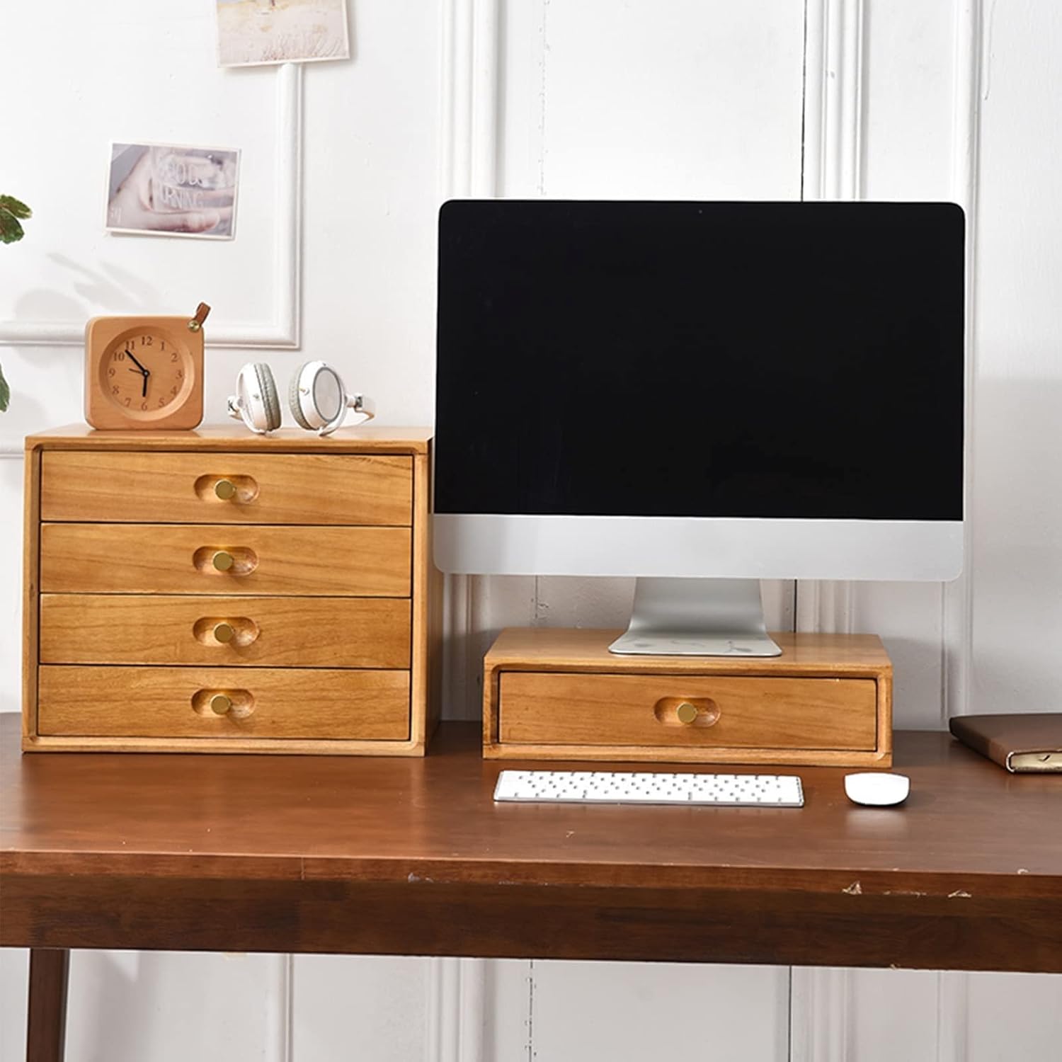 Desktop File Cabinet - Desktop Organizer Storage Box, Wooden Desktop Organizer, Office Supplies Filing Tidy Storage Shelf, Storage Cabinet/Jewelry Organizer With 2/3/4 Drawers