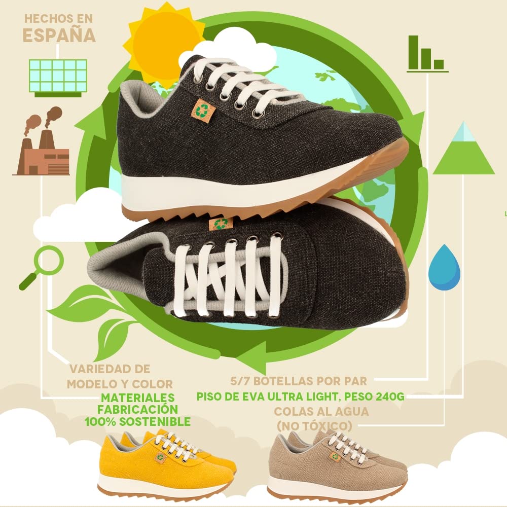 Zapatillas ecologicas para Mujer, Fabricadas con Materiales 100% reciclados y Ecologicos. Eco Friendly y Bio.Fabricado en Espana.