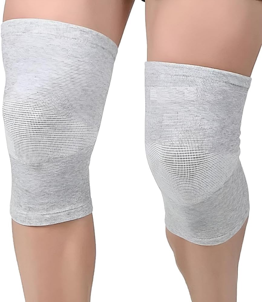 Bamboo Yarn Knee Compression Sleeve (Grey) – Knee Support Brace for Joint Pain, Reduces Inflammation, Enhances Mobility, Gym & Sports Use – Unisex
