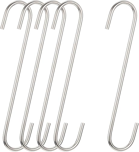uxcell Ganchos colgantes en S, colgador de acero extra largo de 8 pulgadas (7.874 in), usos en interiores y exteriores para jardín, baño, armario,
