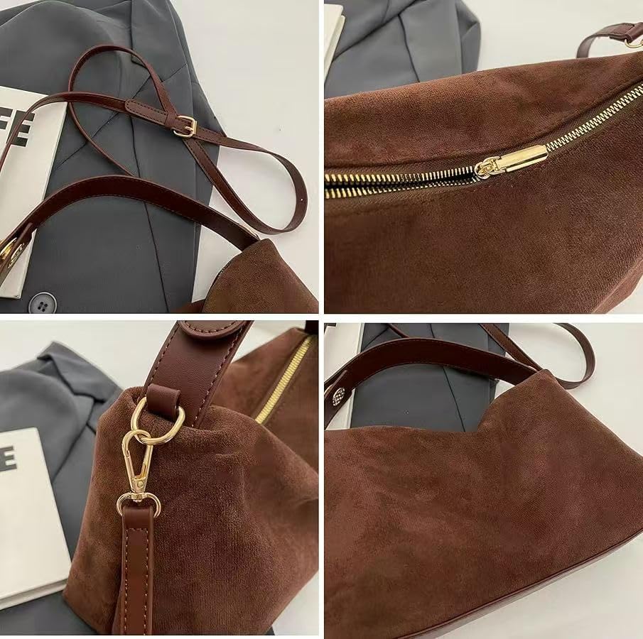 Bolso Hobo de Ante con Asa y Crossbody para Mujer miniatura 4