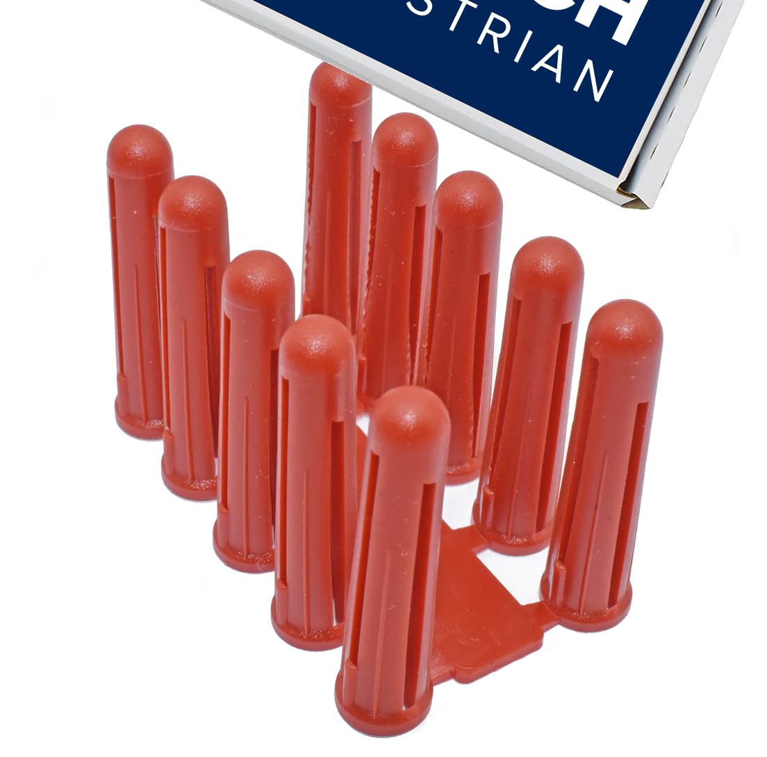 1000 x Wall Plugs - Plastic Expansion Brick Screw Fixing Plugs Screw Fixing Wall Expansion Raw Plugs Brick Stone Concrete (Red)
