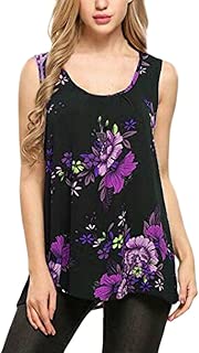 OrchidAmor Women O-Neck Sleeveless Printing Plus Size Vest Tops Loose T-Shirt Blouse - coolthings.us