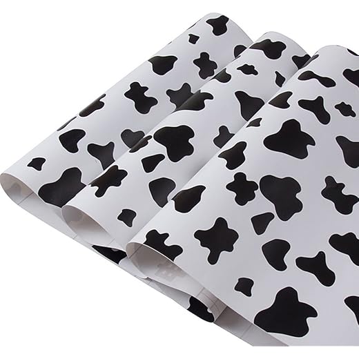 Self-Adhesive Shelf Liner Black Cow 17x78 Inches