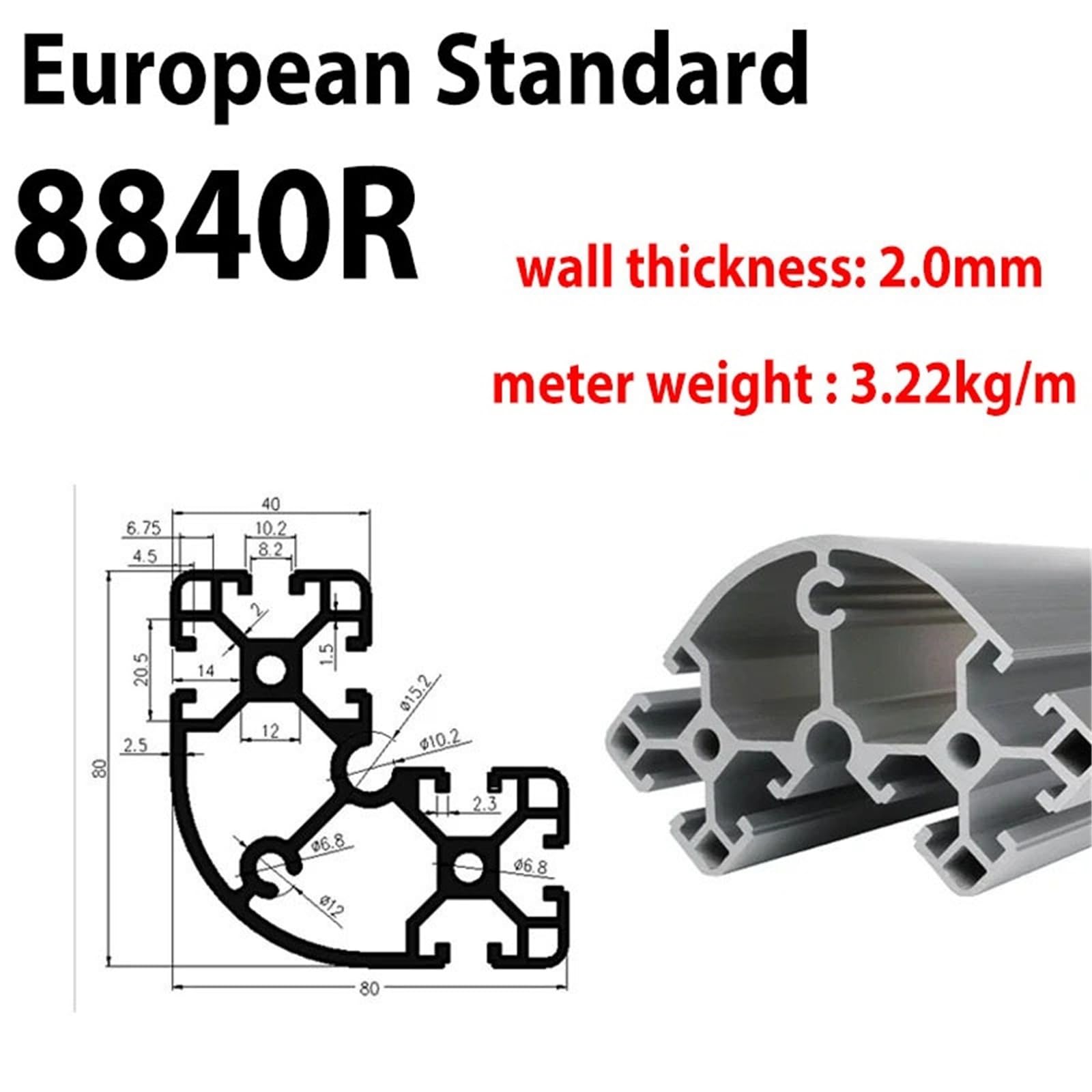 GTPBAO Telaio for scale in alluminio anodizzato con profilo angolare ad arco 8840R da 39,37 pollici e 1 metro di lunghezza, staffa for telaio for acquario Binario estruso(Nero)