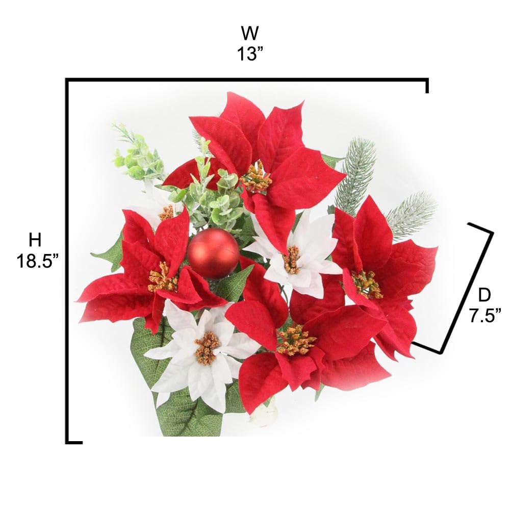 Admiré par la Nature Gpb781-rd/CM 12 tiges Simili en Velours Poinsettia de Noël Bush