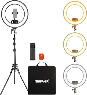 NEEWER 18" Ring Light, Wireless Professional Edge Lit Lighting with Tripod Stand, 45W 2900K-7000K CRI97+, 14.4V 3500mAh Ba... Price In India