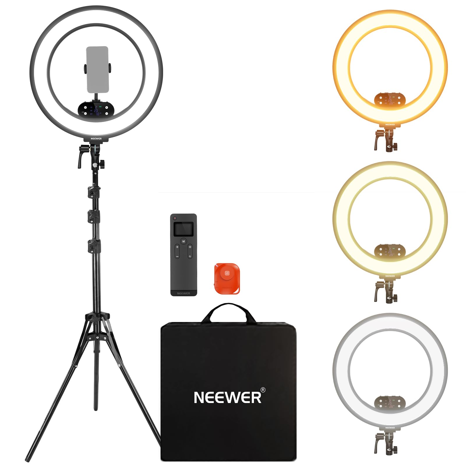NEEWER 18" Battery Powered Cordless Ring Light with Tripod Stand, RB18B