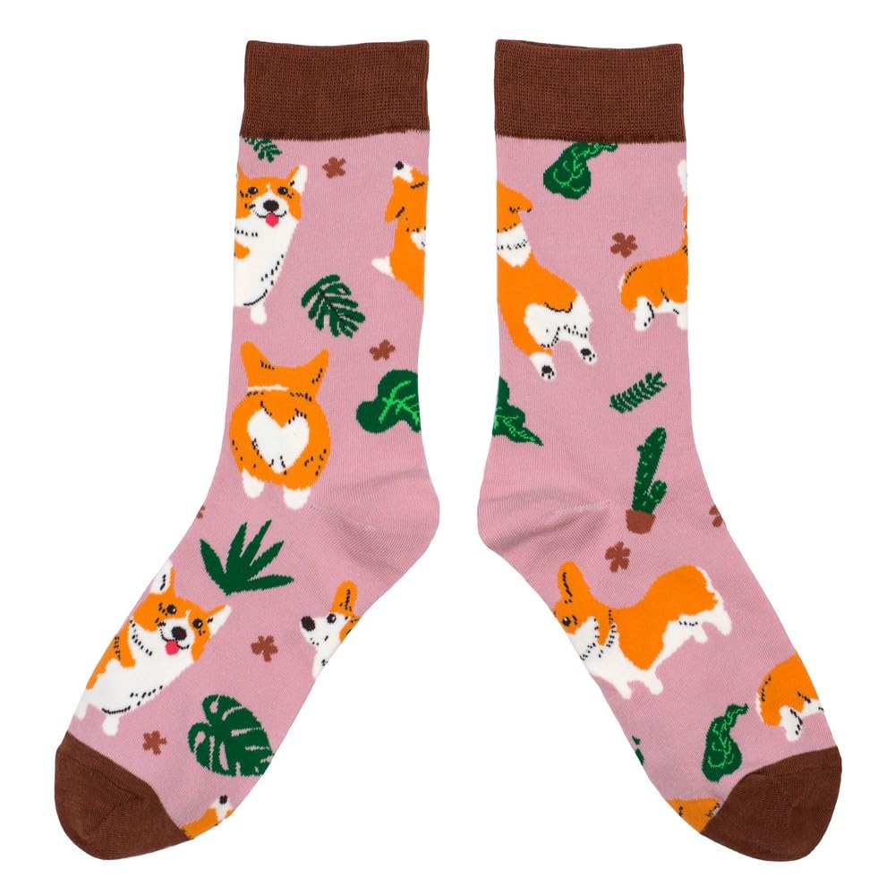 JOE COOL Socks cotton & spandex corgi wiggle pink